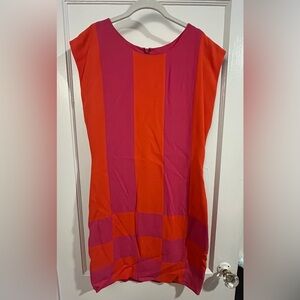 Vintage colorblocked pink and orange pencil dress